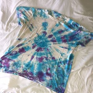 🌟Hand-dyed tie-dye shirt, Blue and Purple size Medium